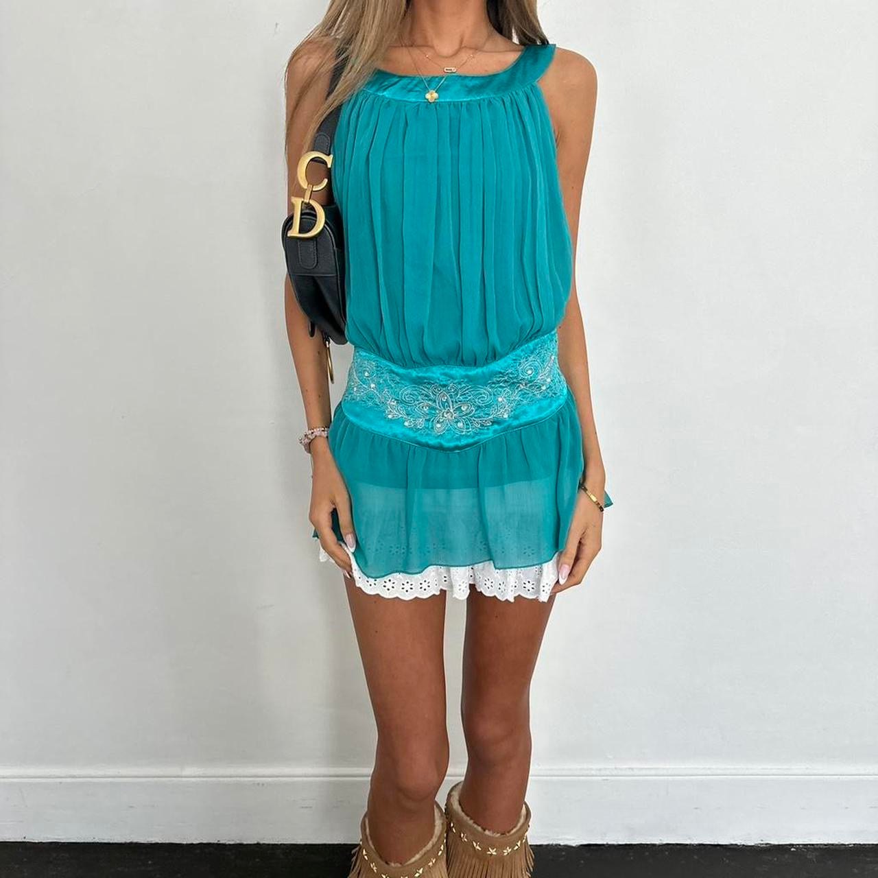 Vintage 90’s aqua blue sequin top