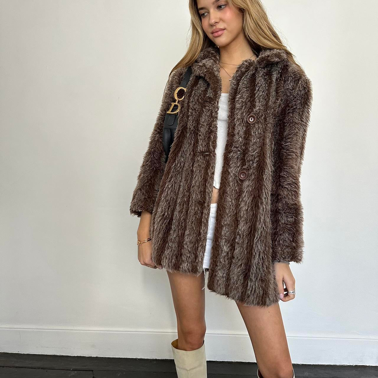 Vintage 2000’s brown faux fur jacket