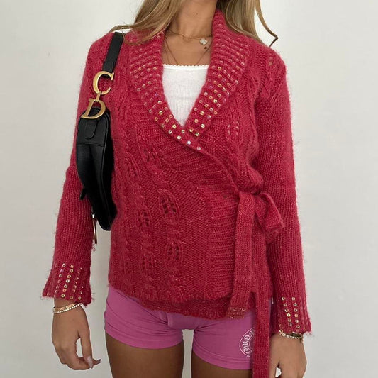 Vintage 90’s sequin crochet knit cardigan top