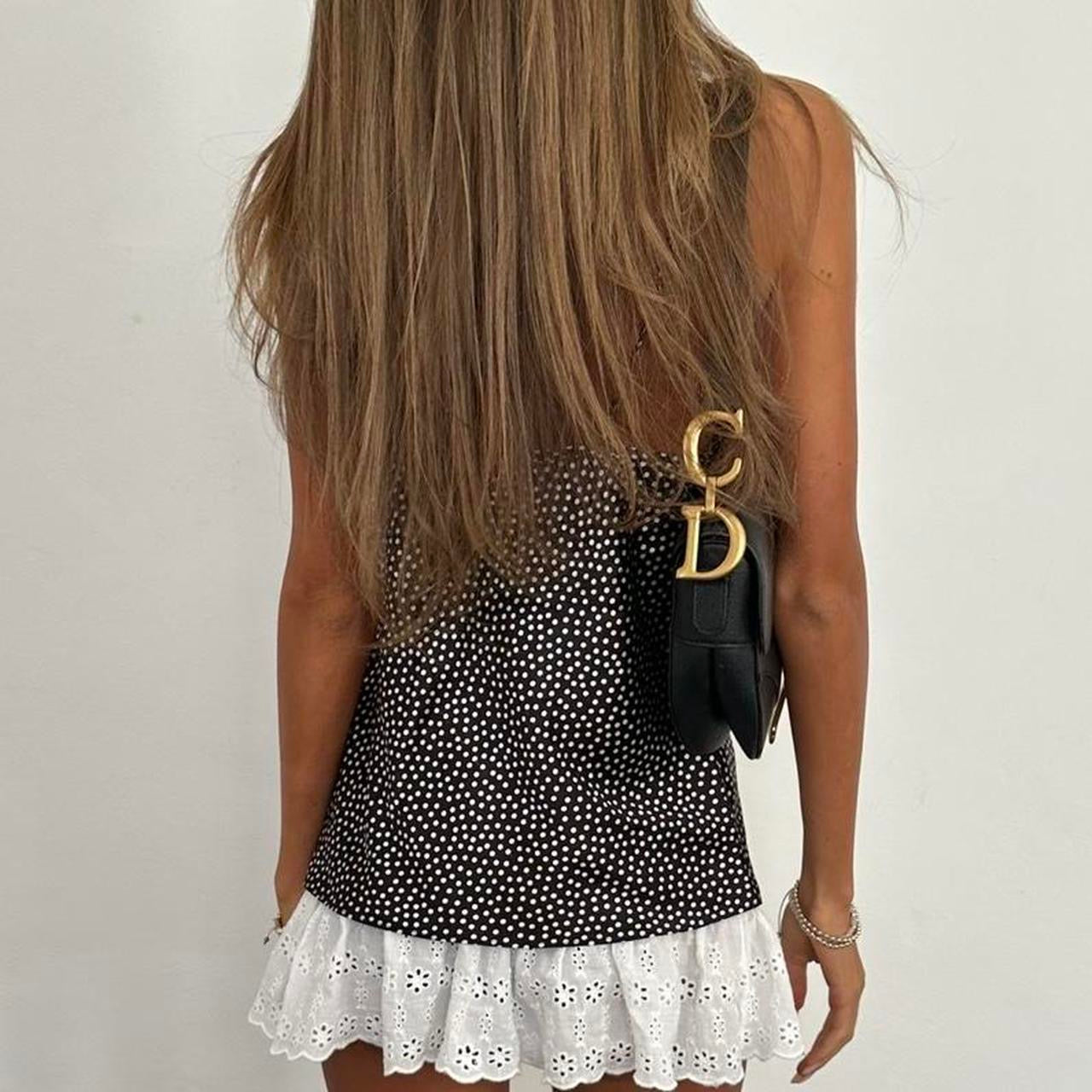 Vintage 2000’s black silky polka dot cami top