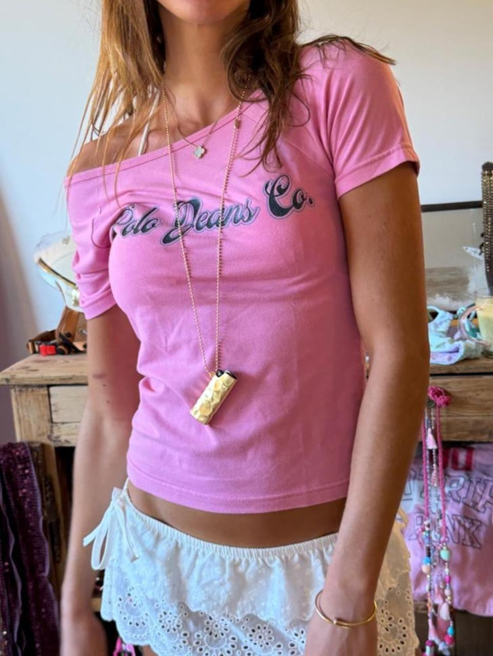 Vintage 00’s pink Polo Ralph Lauren graphic baby tee