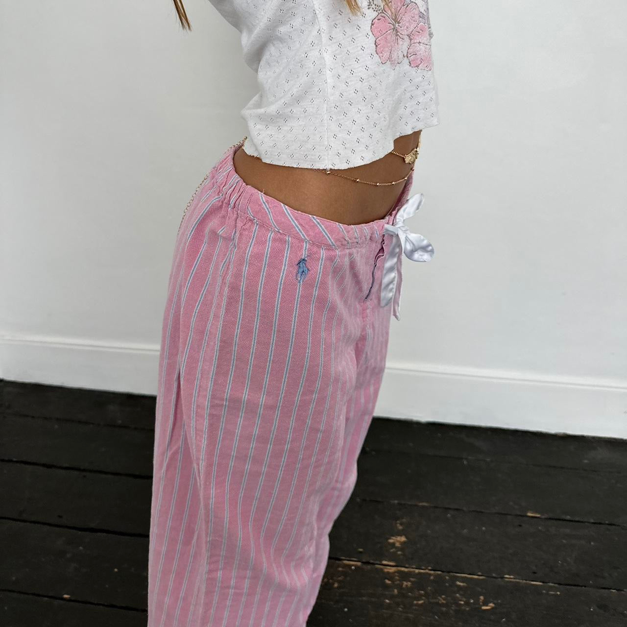 Vintage 90s Ralph Lauren pink striped pants