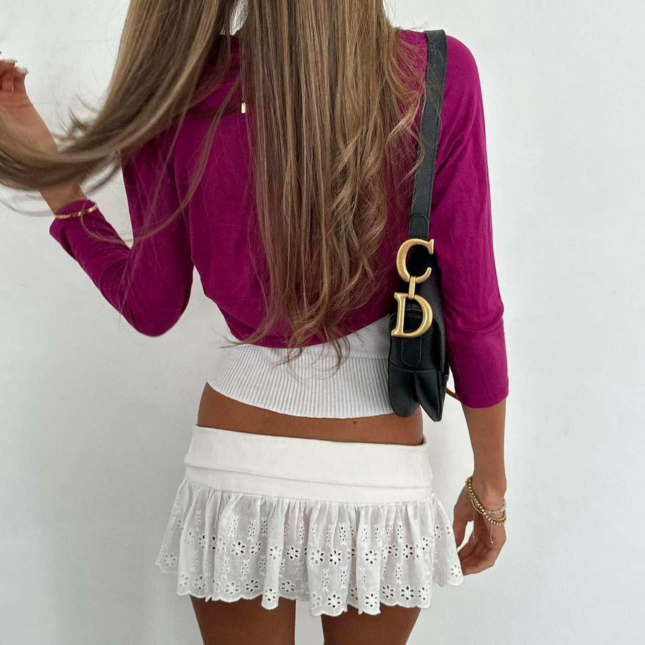 Vintage dark pink long sleeve layering top