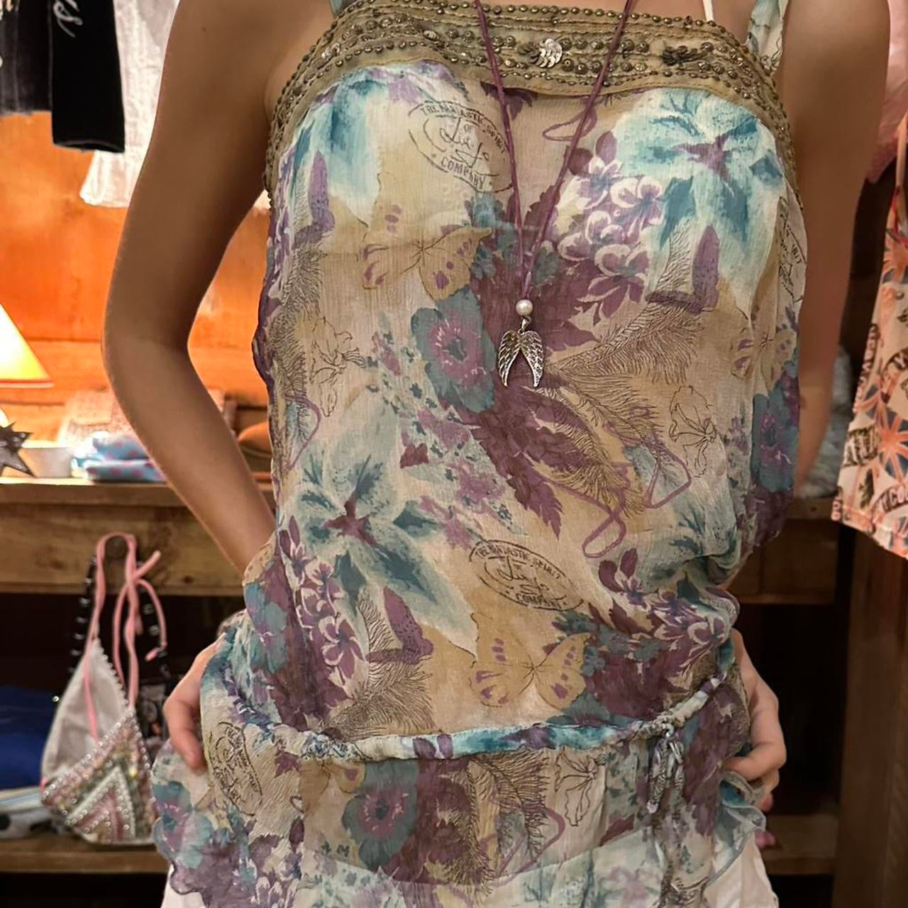 Vintage 90’s Italian floral mesh top