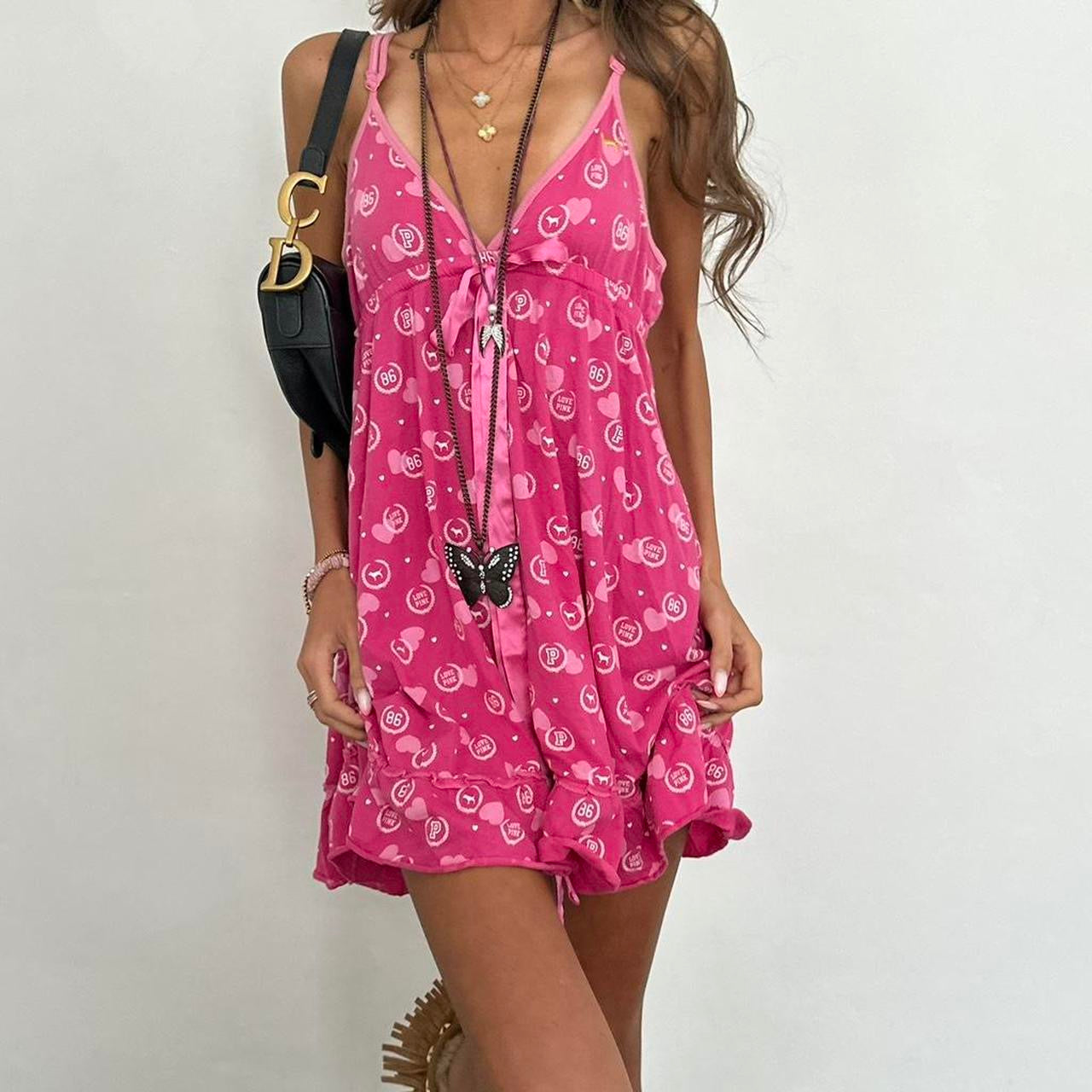 Vintage 2000’s pink heart print Victoria’s Secret dress