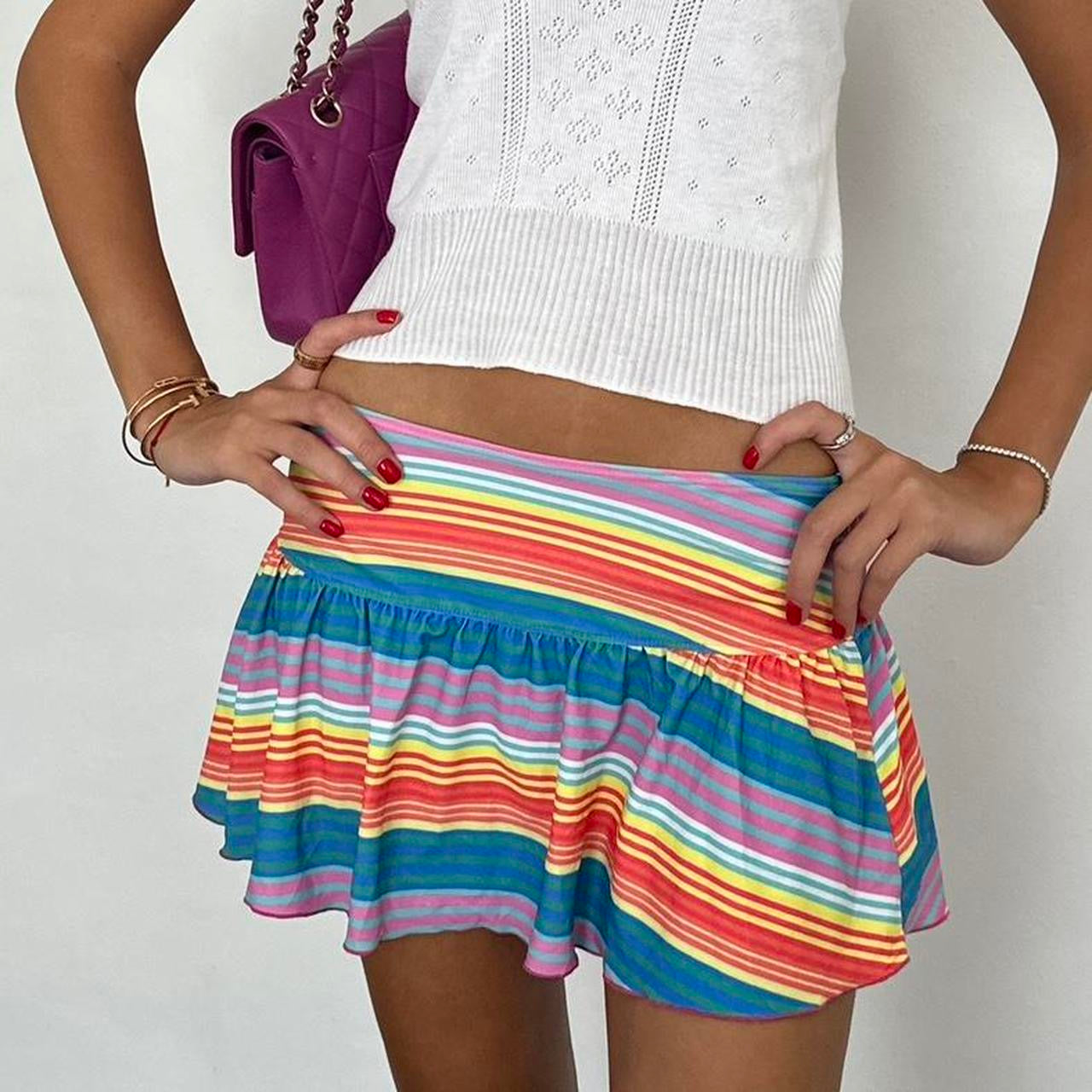 Vintage striped colourful mini skirt