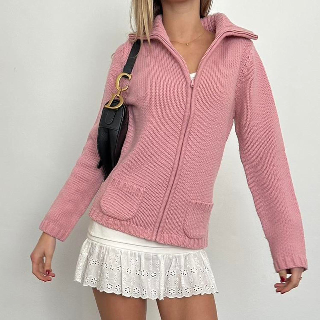 Vintage pink knitted zip up 🧺