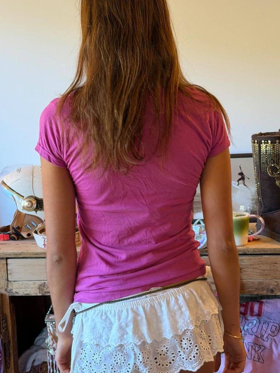 Vintage 00’s butterfly pink baby tee