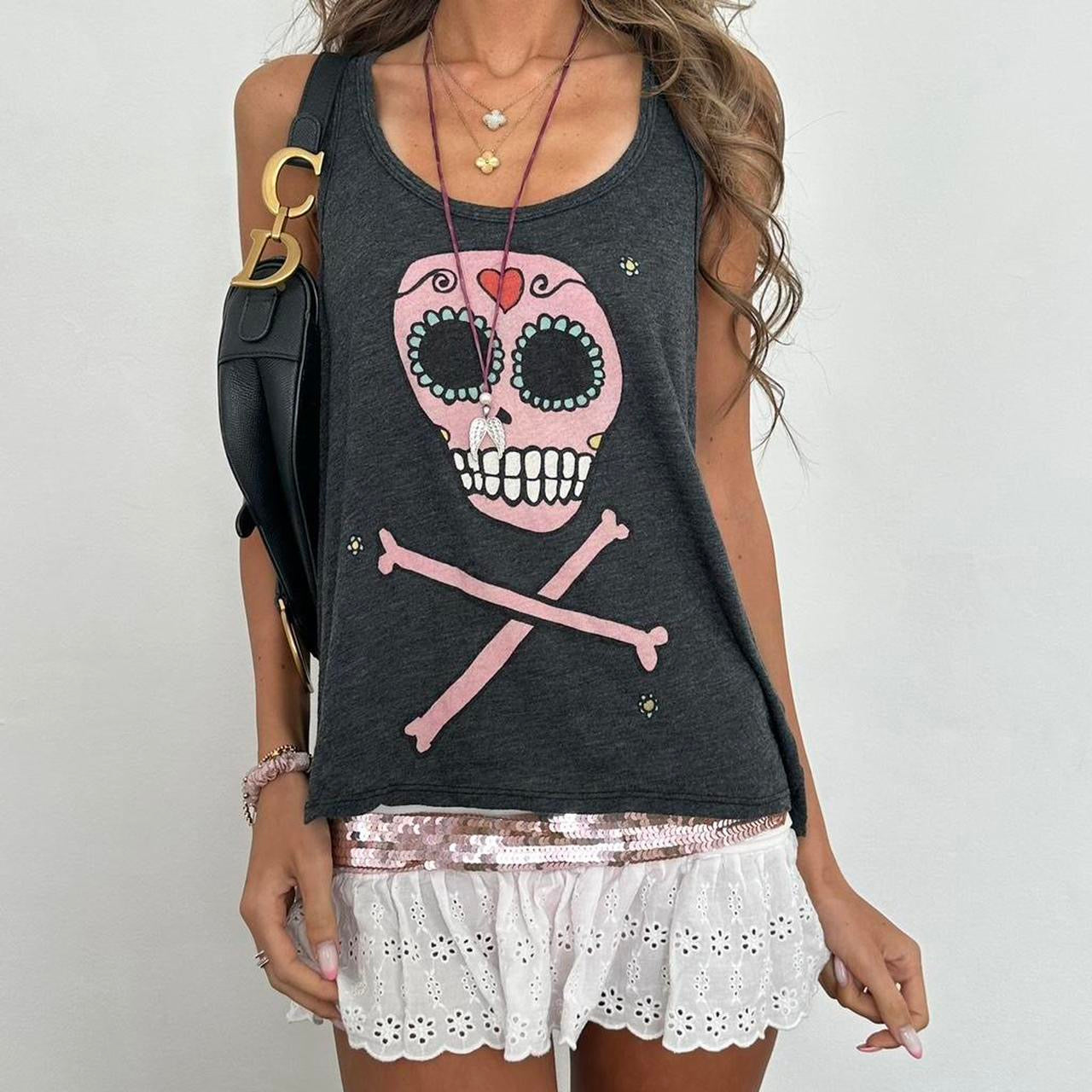 Vintage 00s skull tank top