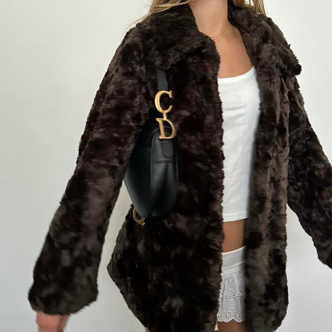 Vintage 2000’s dark brown faux fur jacket