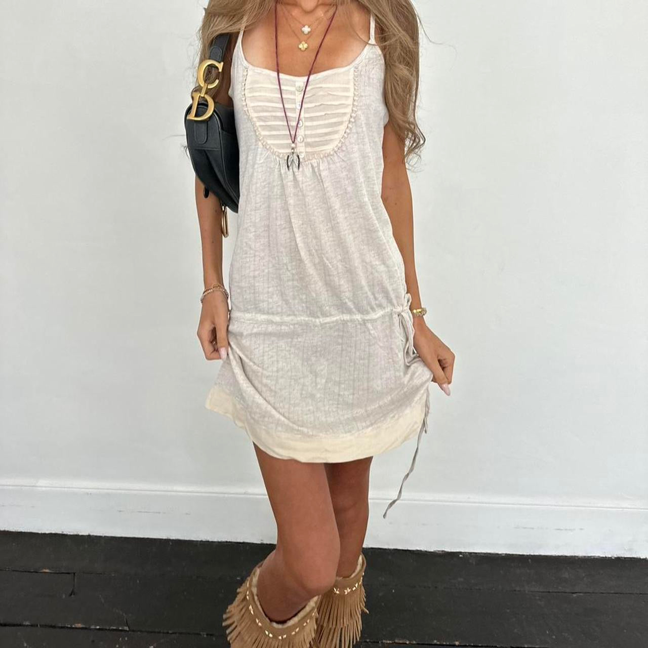 Vintage 00s boho tie mini dress