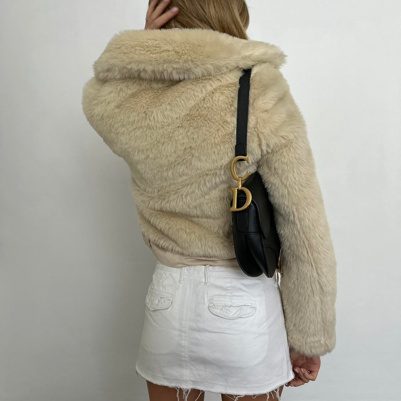 Vintage 2000’s cream & tan faux fur jacket