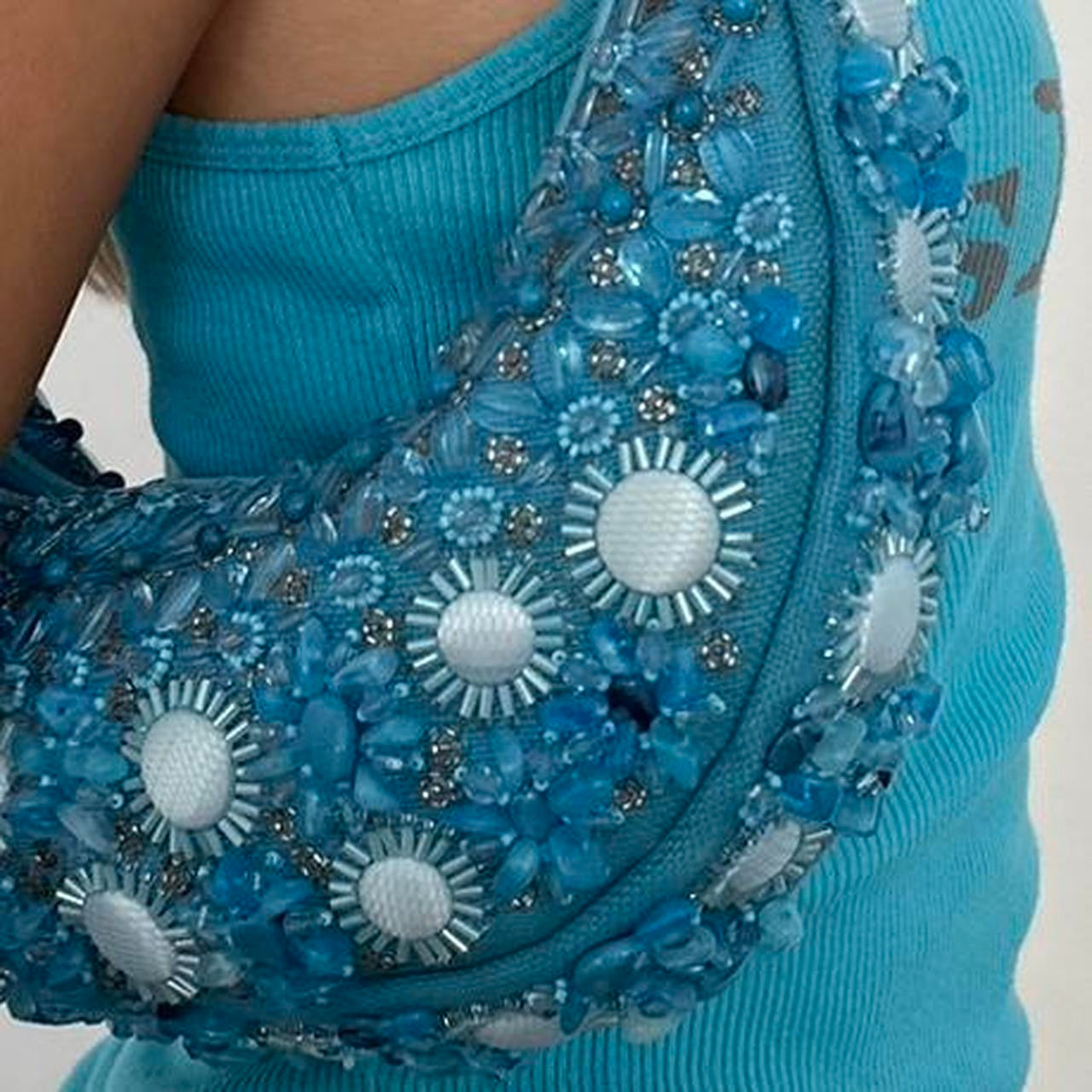 Vintage sequin embellished blue bag