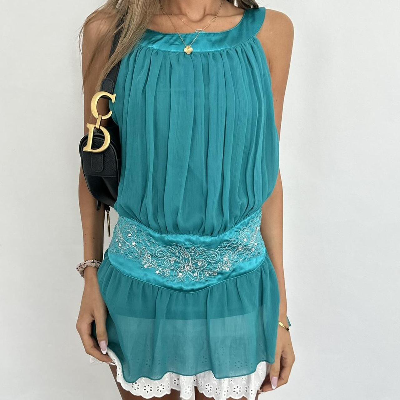 Vintage 90’s aqua blue sequin top