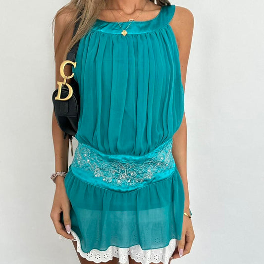 Vintage 90’s aqua blue sequin top