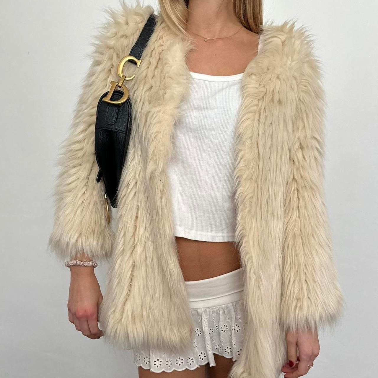 Vintage cream light weight faux fur jacket