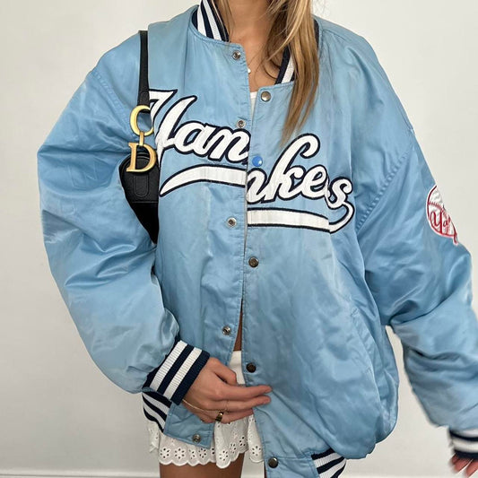 Vintage 90’s Yankees blue varsity bomber jacket