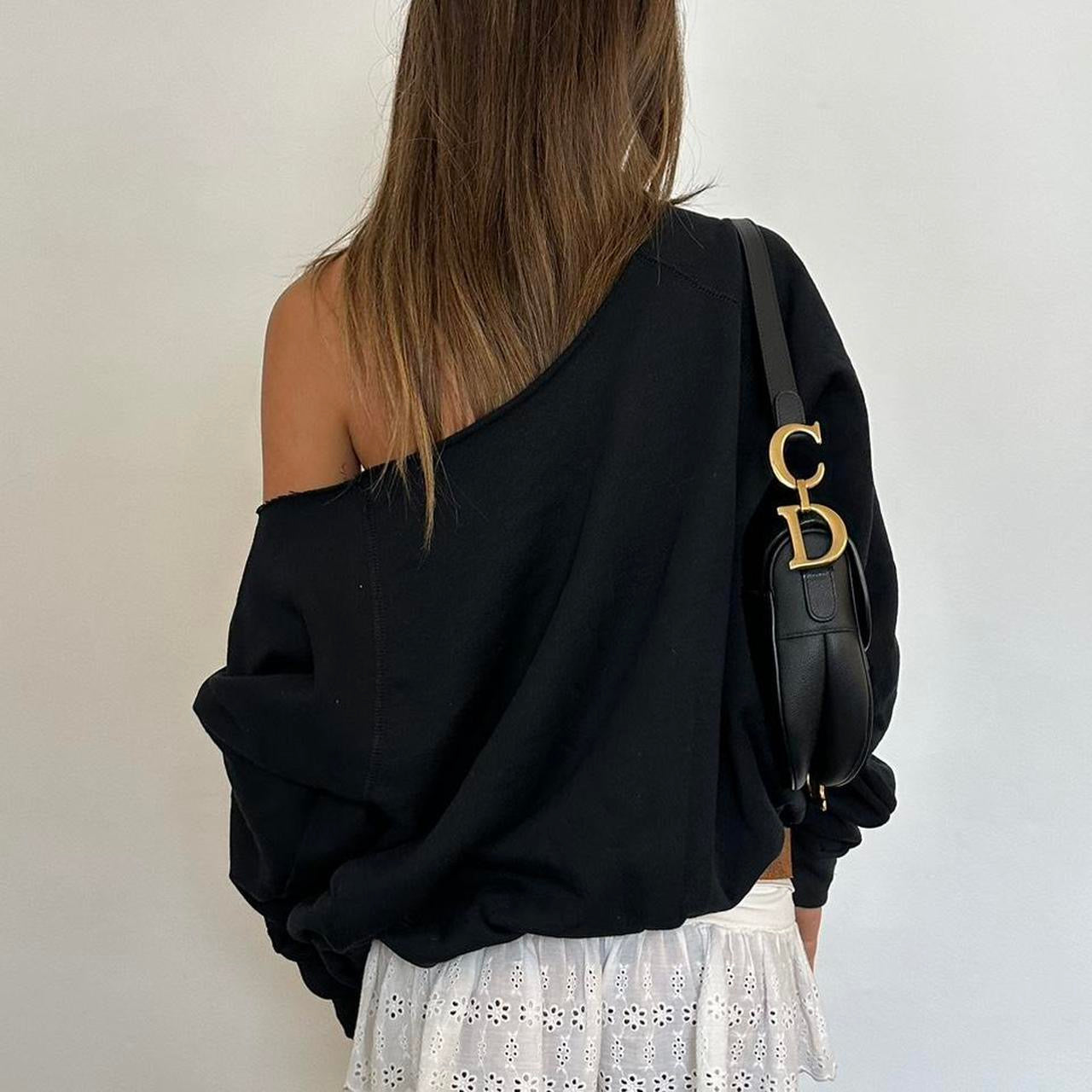 Vintage 90s Cadillac black off shoulder sweatshirt