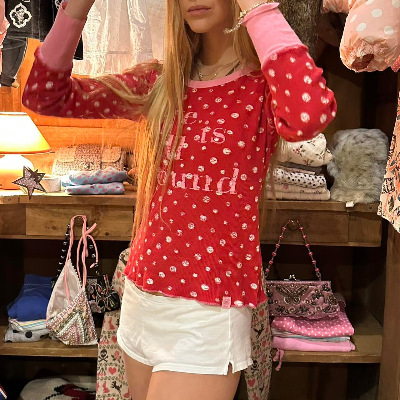 Vintage 90’s ‘Love is all around’ Victoria’s Secret waffle long sleeve top