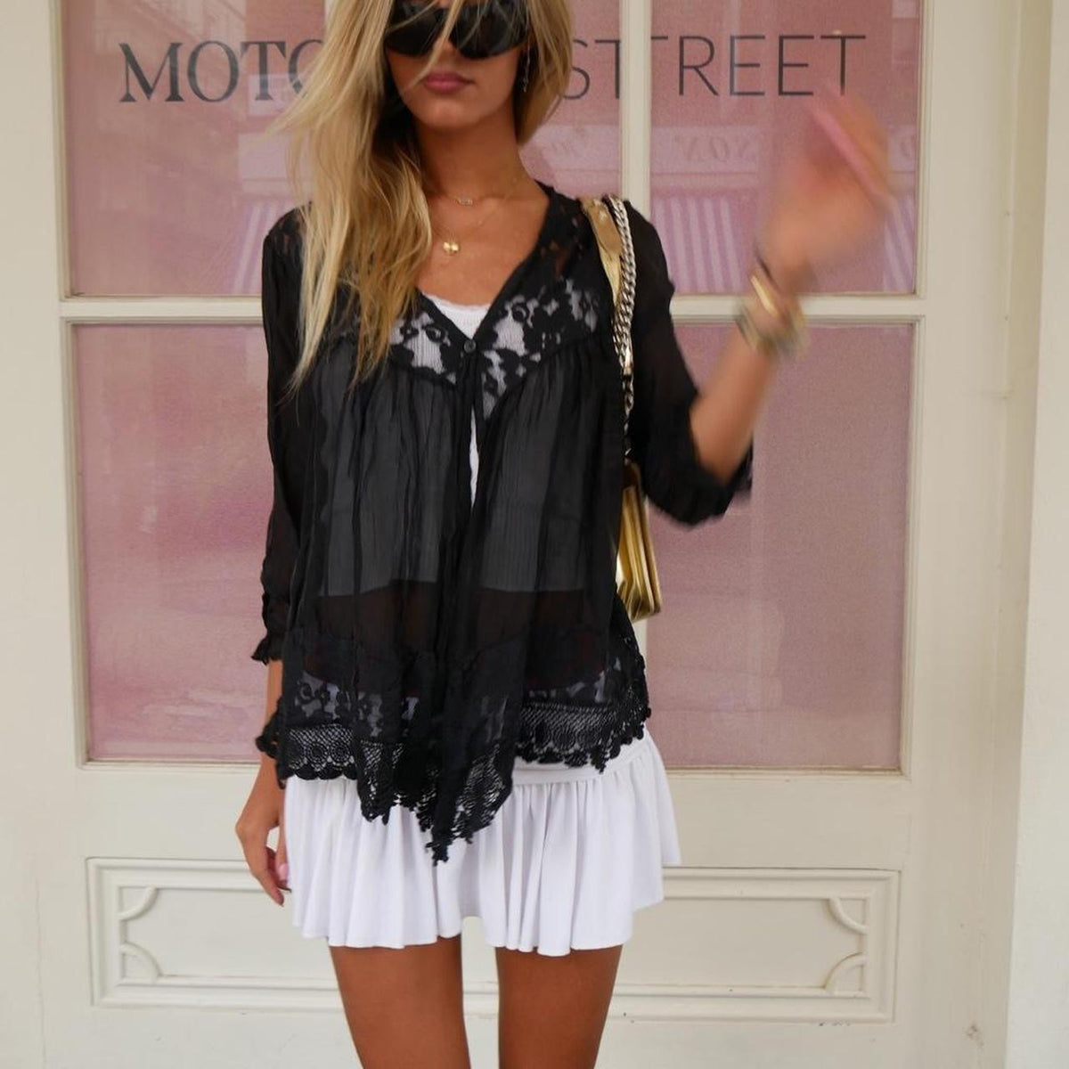 Vintage GREY lace boho long sleeve cardigan top