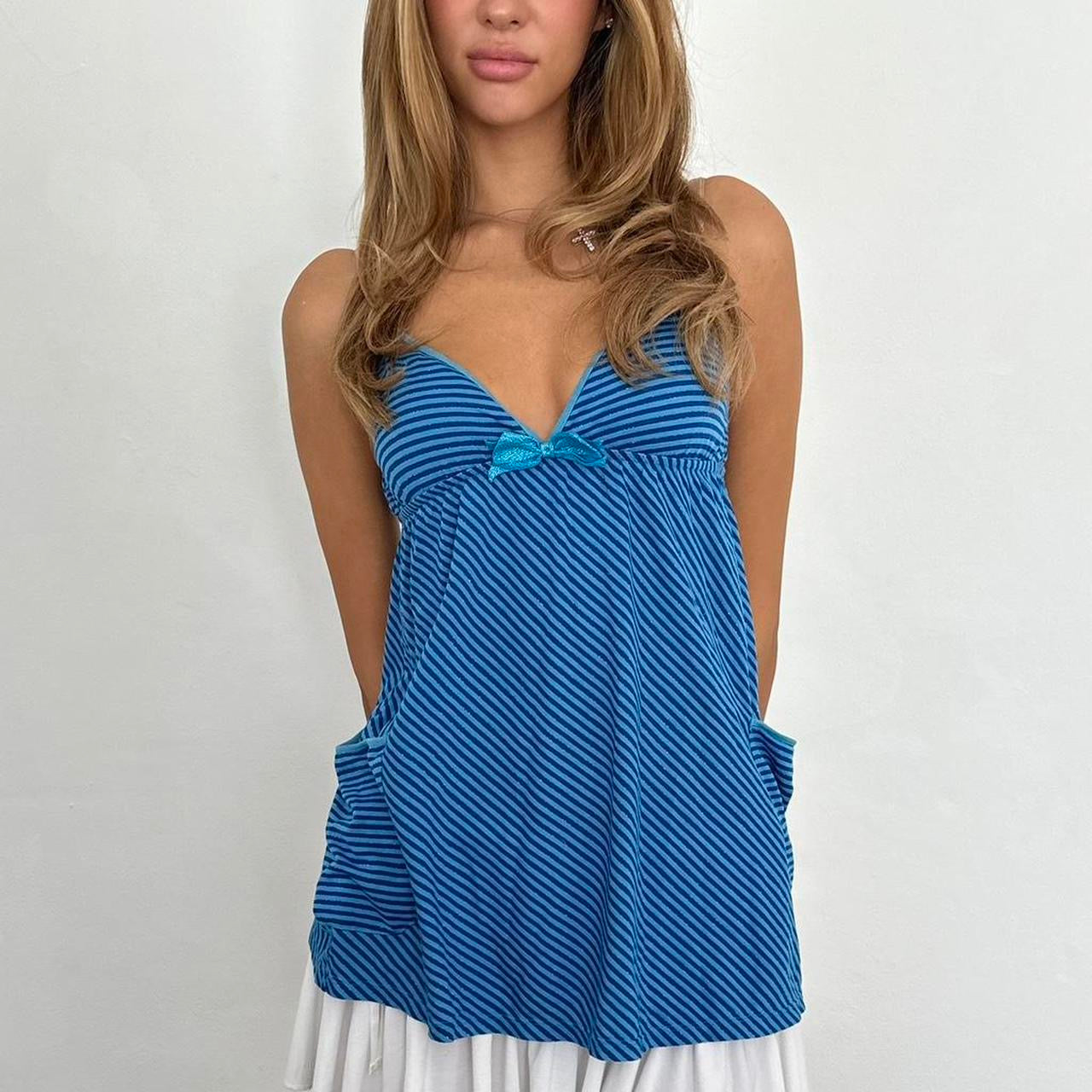Vintage 00s Victoria’s Secret blue striped  cami top