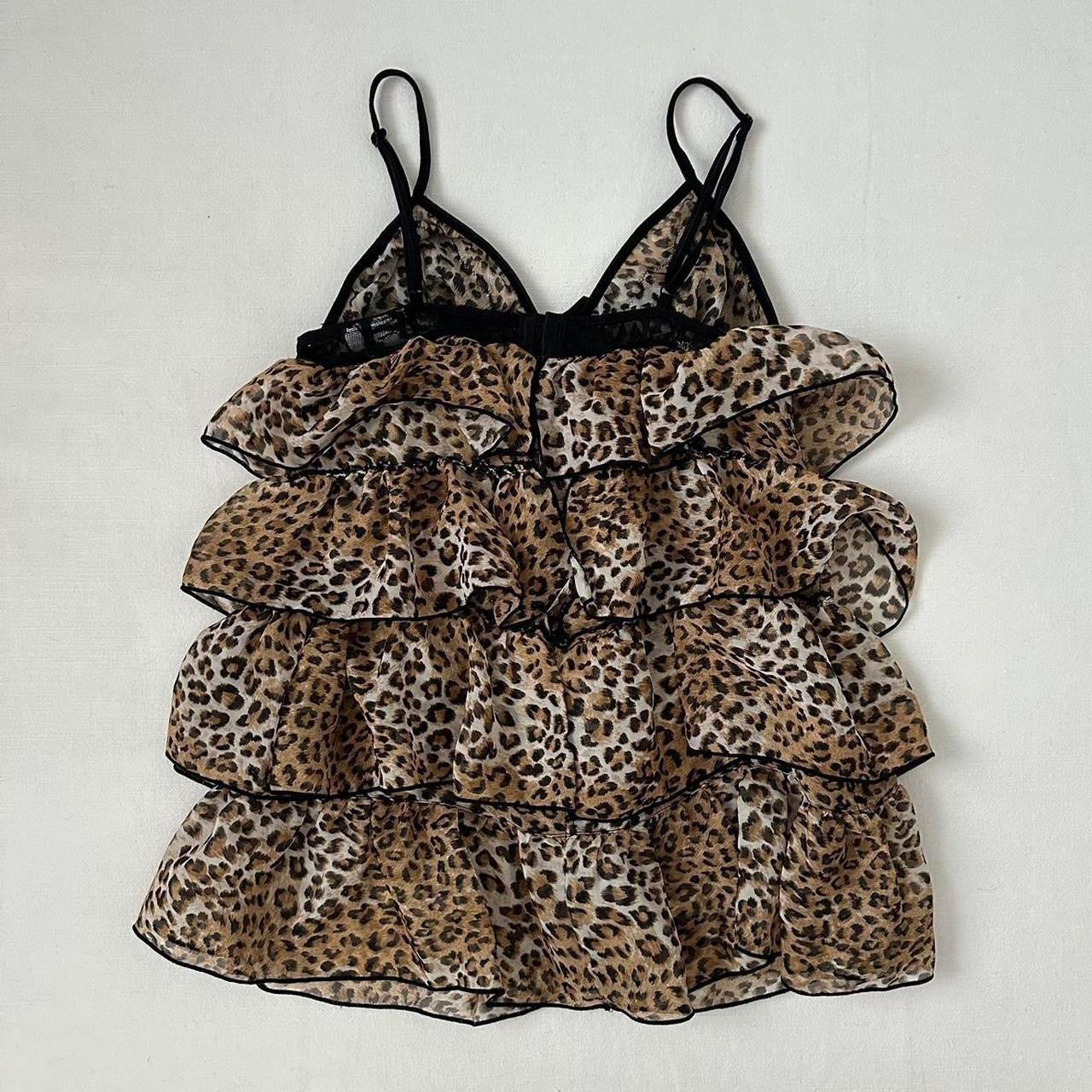 Vintage 90’s leopard ruffle mini dress / top 🐆