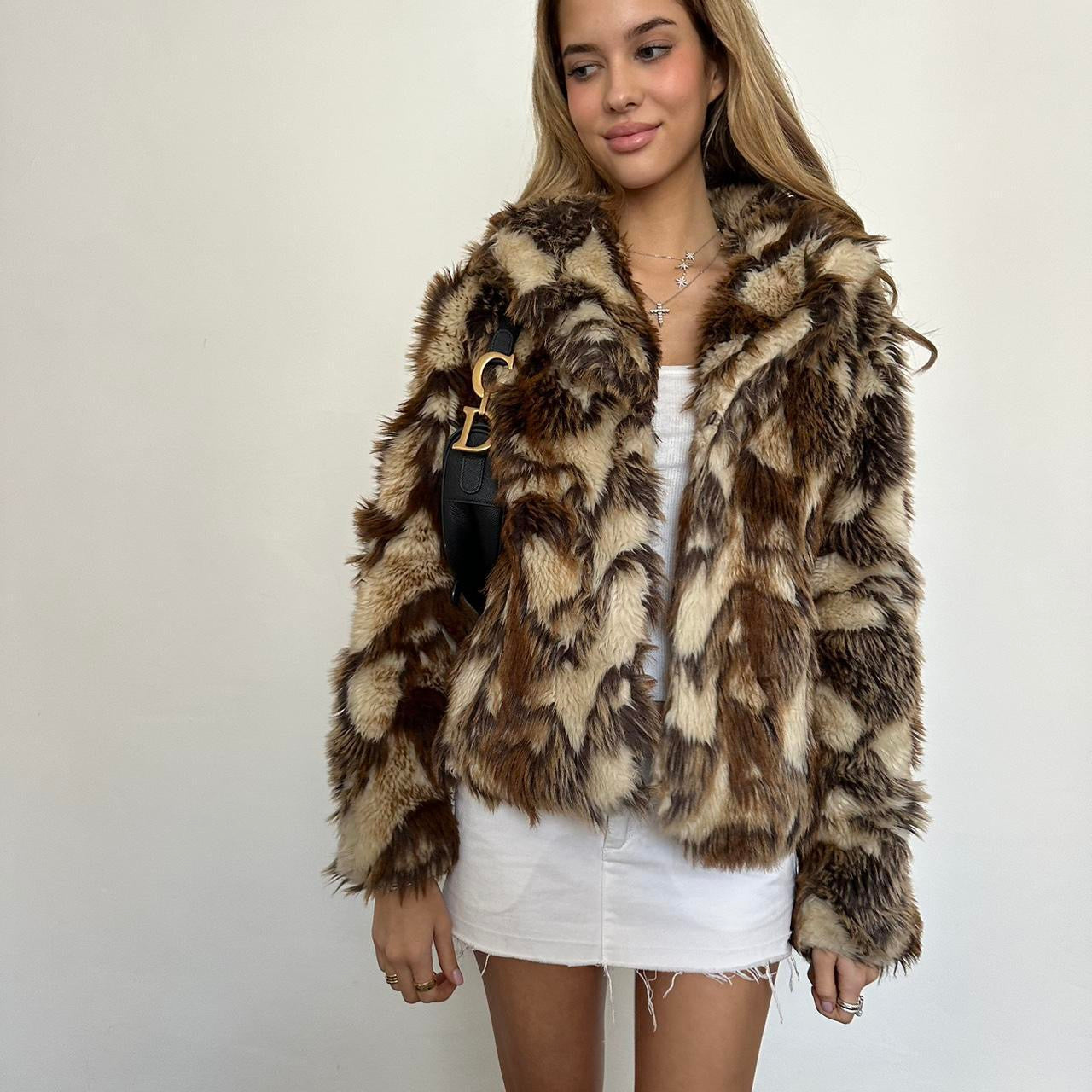 Vintage 2000’s brown faux fur jacket