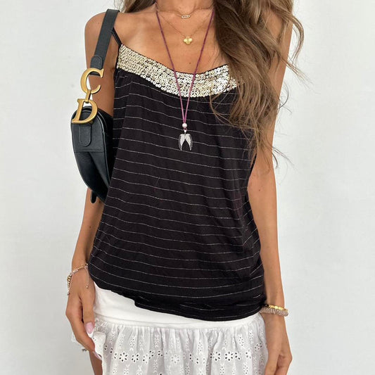 Vintage 2000s sequin striped cami top