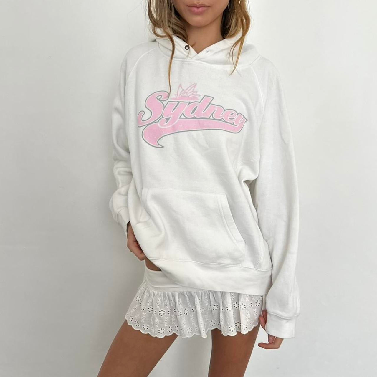 Vintage Sydney 90s white pink hoodie