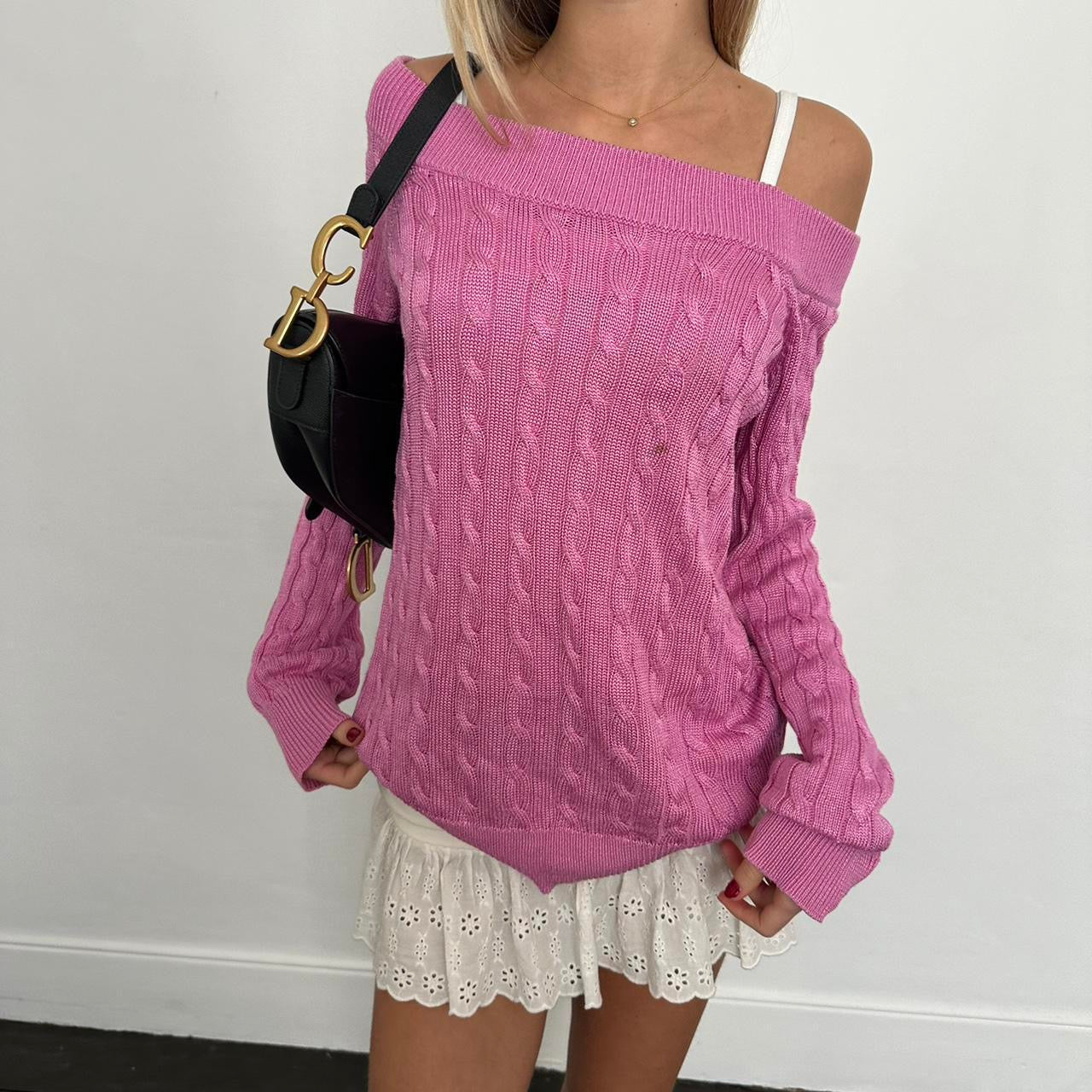 Vintage Ralph Lauren pink off shoulder sweater