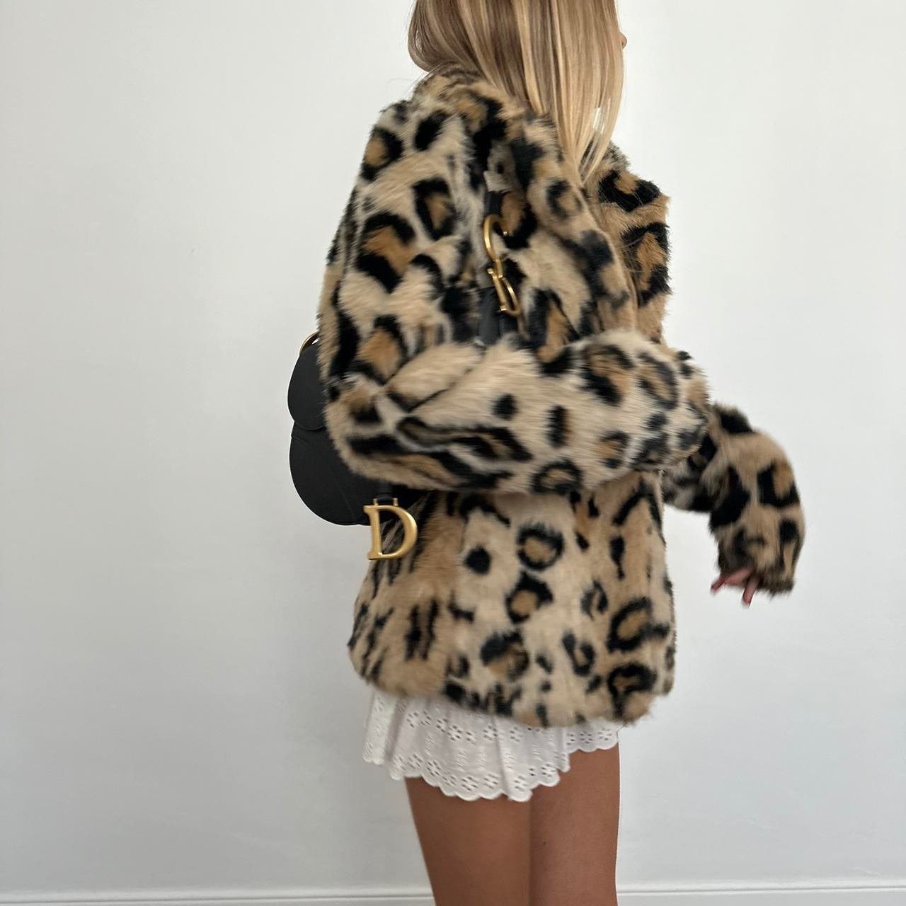 Vintage 2000’s animal print faux fur jacket