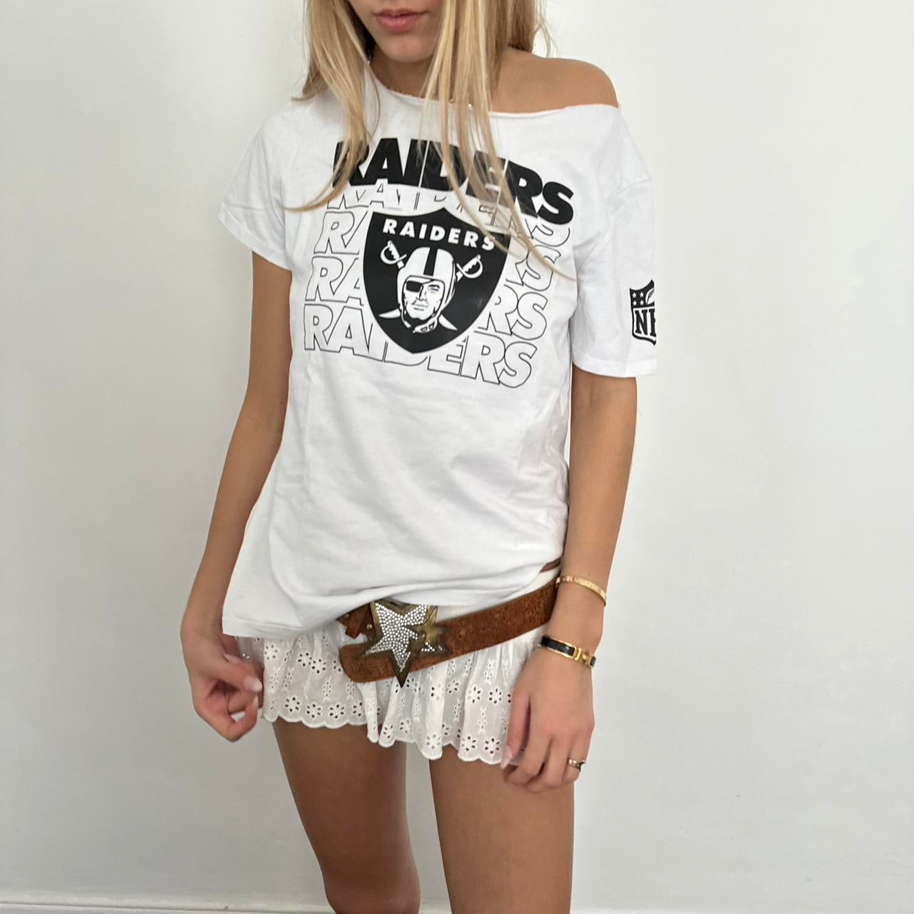 Vintage raiders white off shoulder top