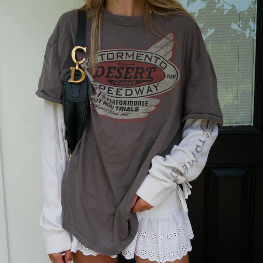 Vintage graphic double layered long sleeve top
