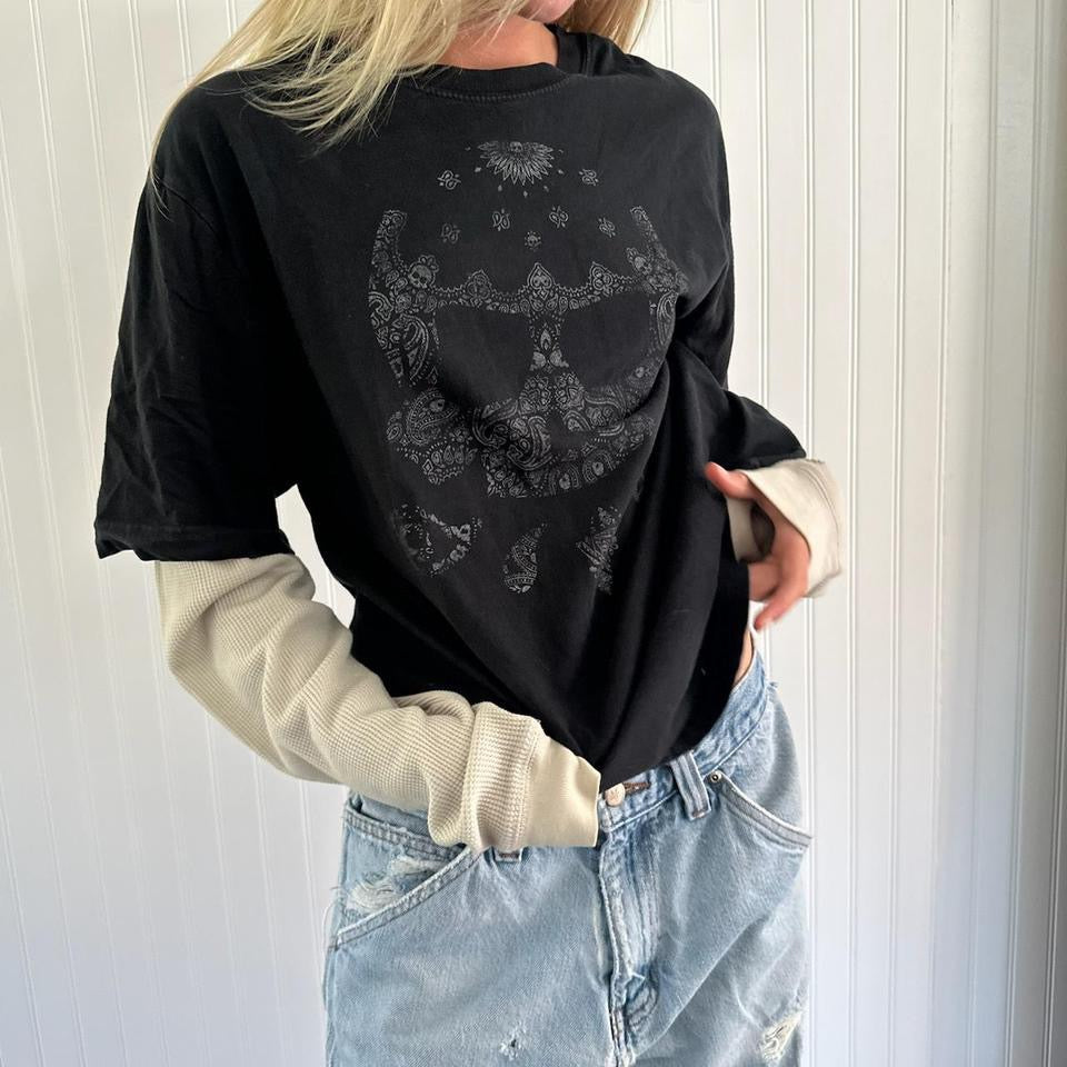 Vintage double layered skull top