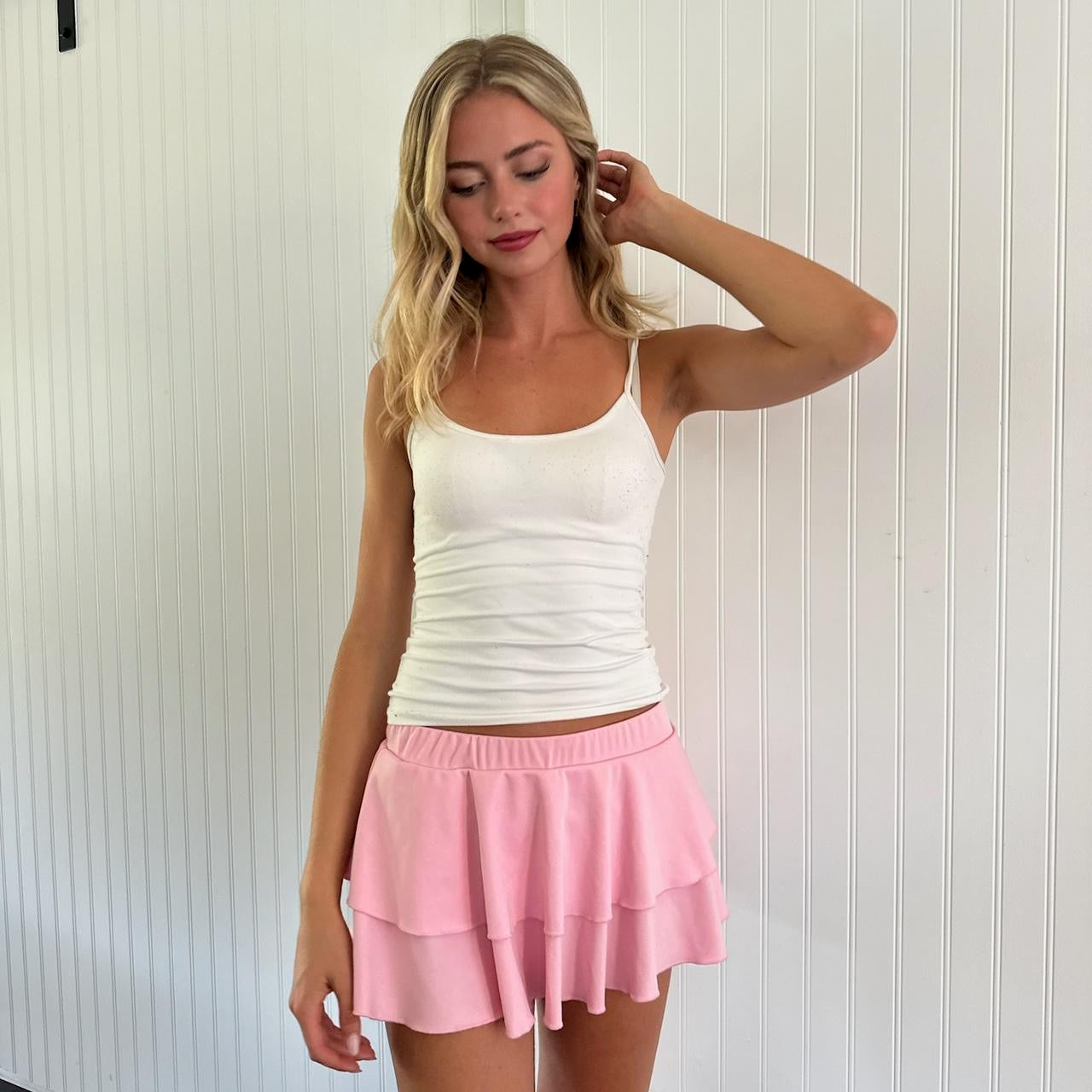 Vintage 2000s pink ballerina layered mini skirt 💗