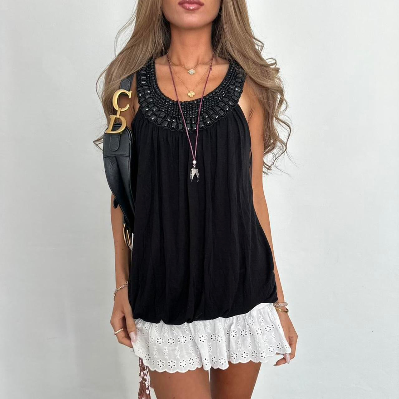 Vintage 00s black boho top