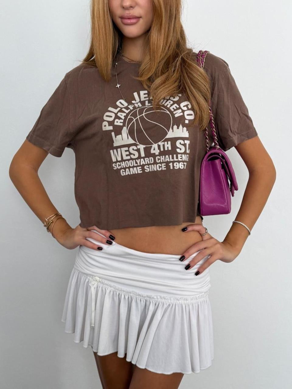 Vintage 00’s Ralph Lauren brown relaxed baby tee
