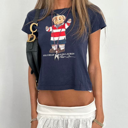 Vintage navy Ralph Lauren bear baby tee