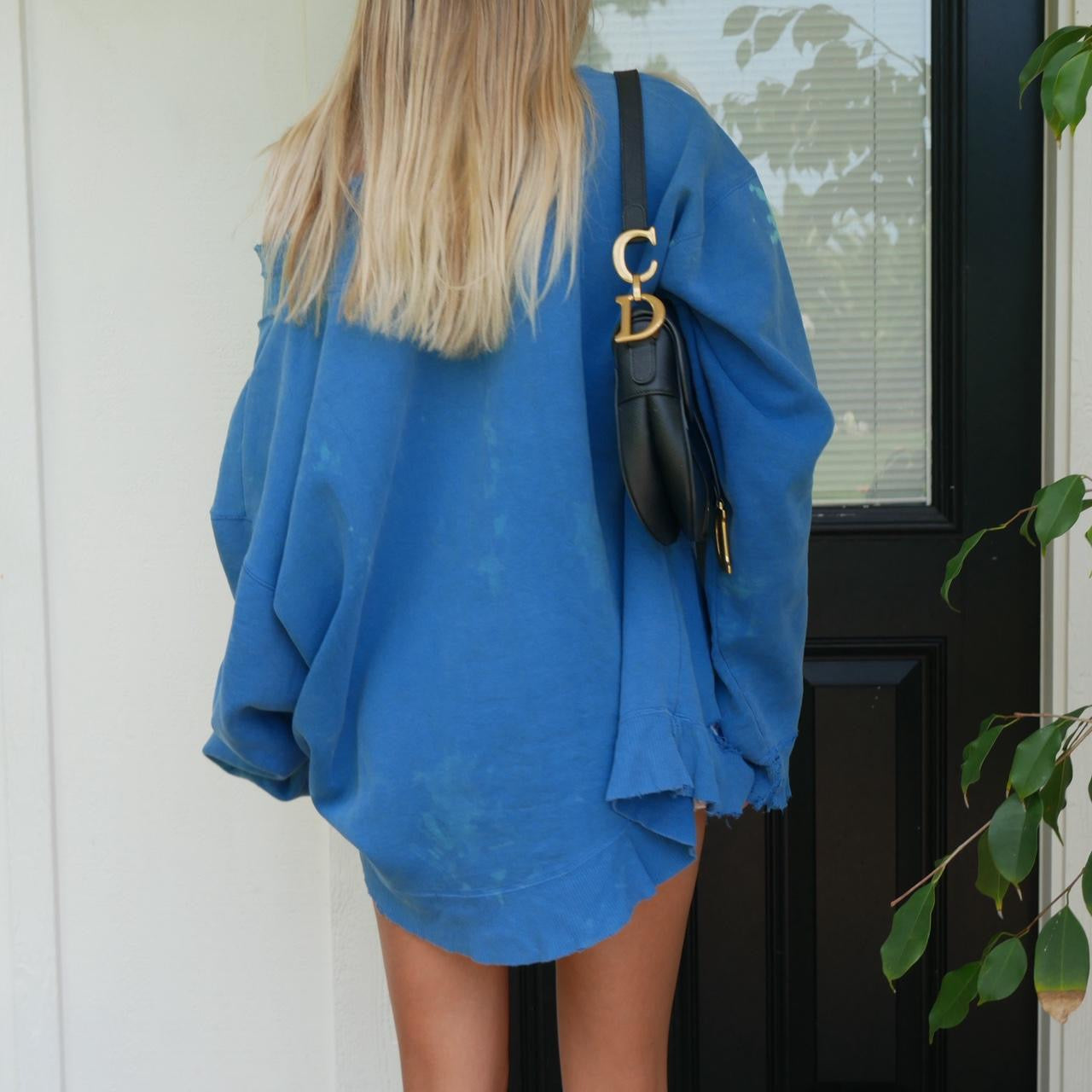 Vintage Dodgers blue off the shoulder sweatshirt distressed style