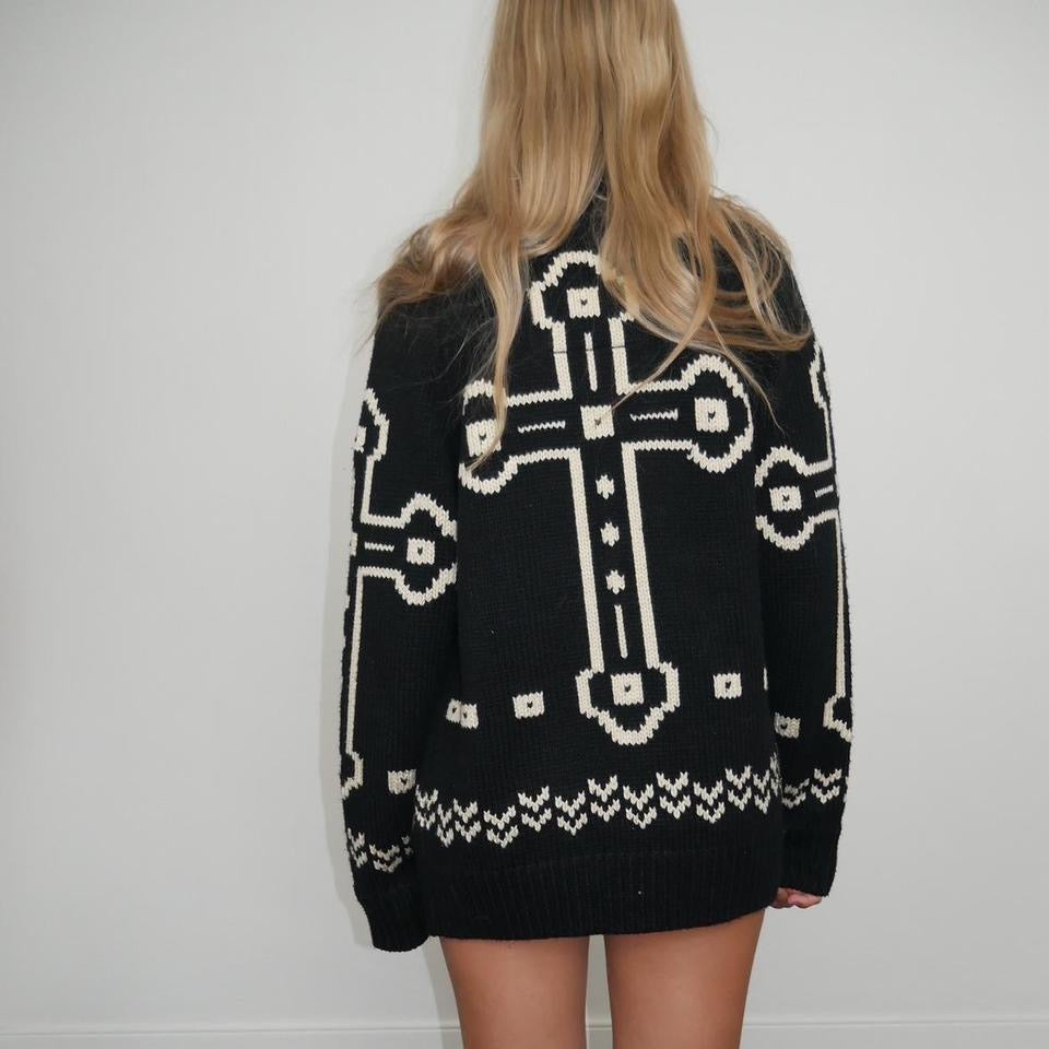 Vintage gothic cross knit jacket