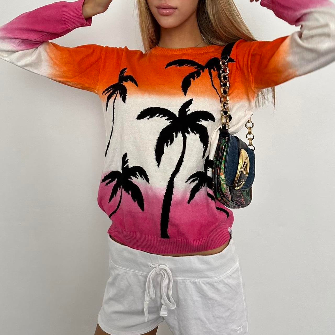 Vintage 90’s surf girl palm tree sweater