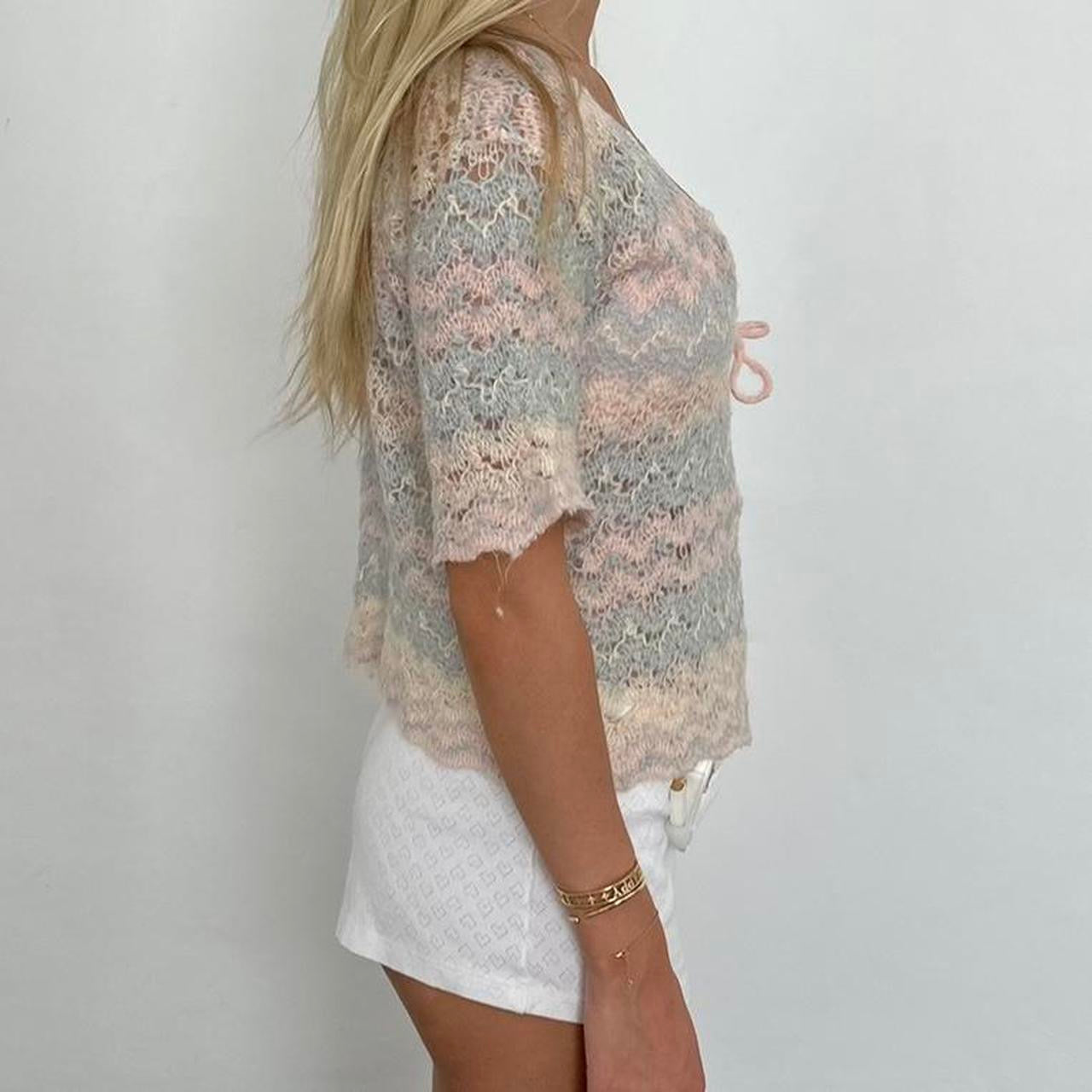 Vintage pastel crochet layering top