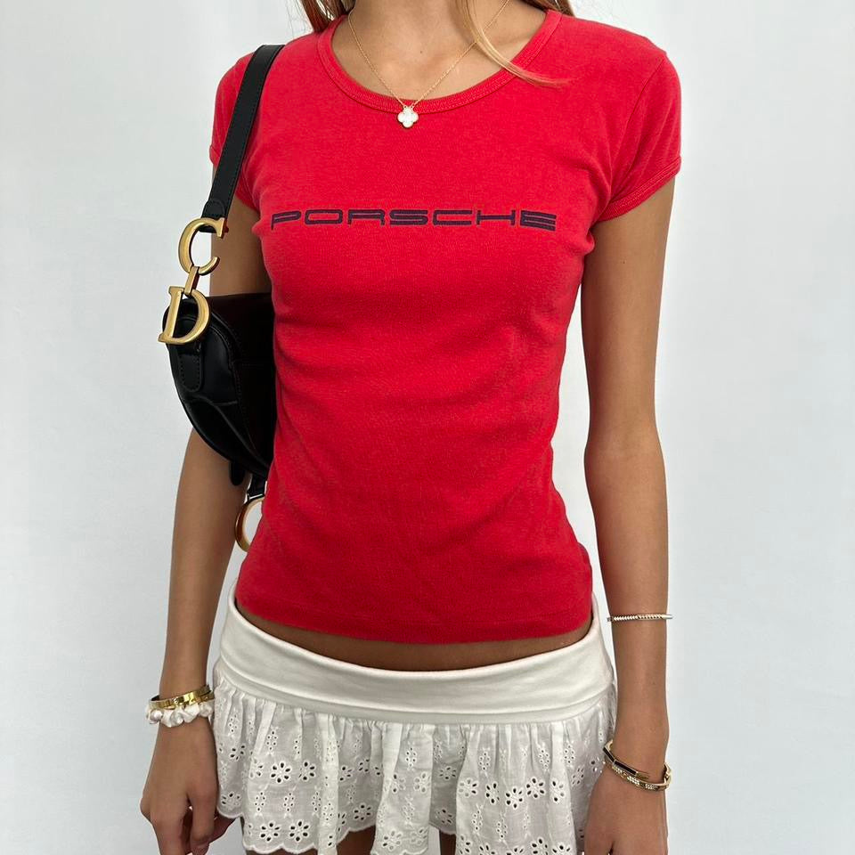 Vintage 90’s red Porsche baby tee