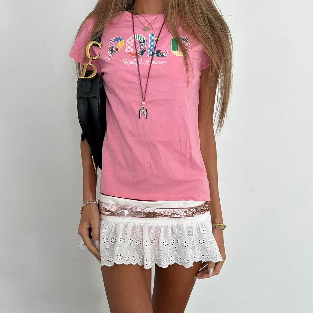 Vintage Ralph Lauren pink patch polo baby tee