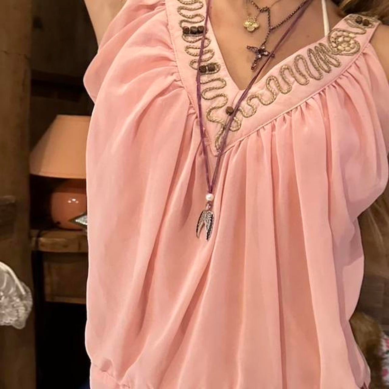 Vintage 90’s pink sequin flowy top