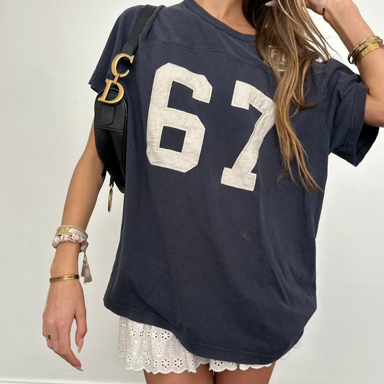 Vintage 90’s Ralph Lauren navy distressed variety letters top