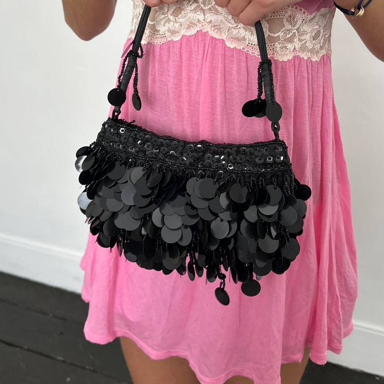 Vintage black sequin shoulder bag