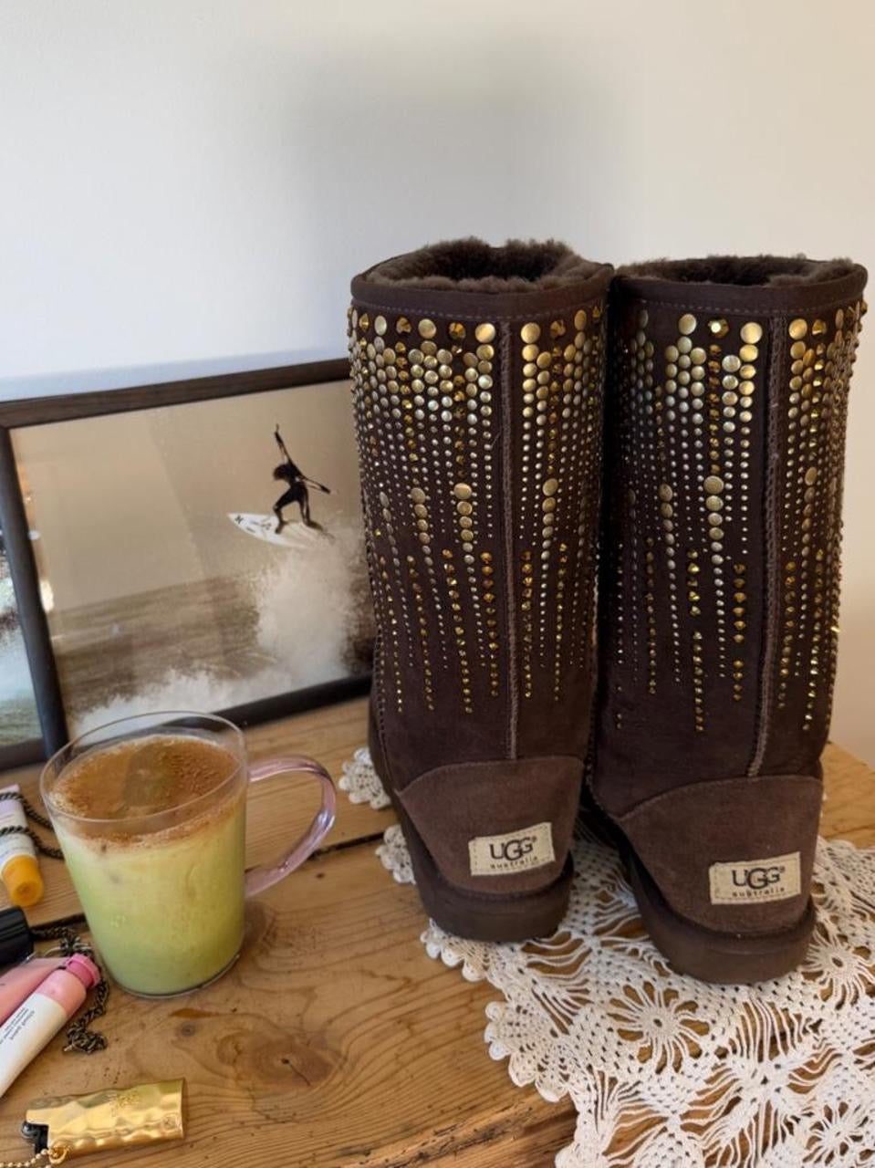 Vintage RARE 2000’s Ugg boots brown with gold studs EU 36