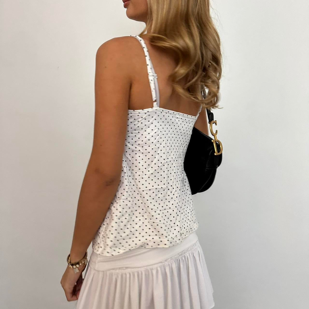 Vintage white polka dot cami top