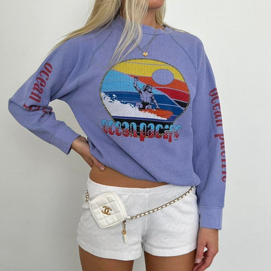Vintage rare 1990s waffle surf long sleeve top
